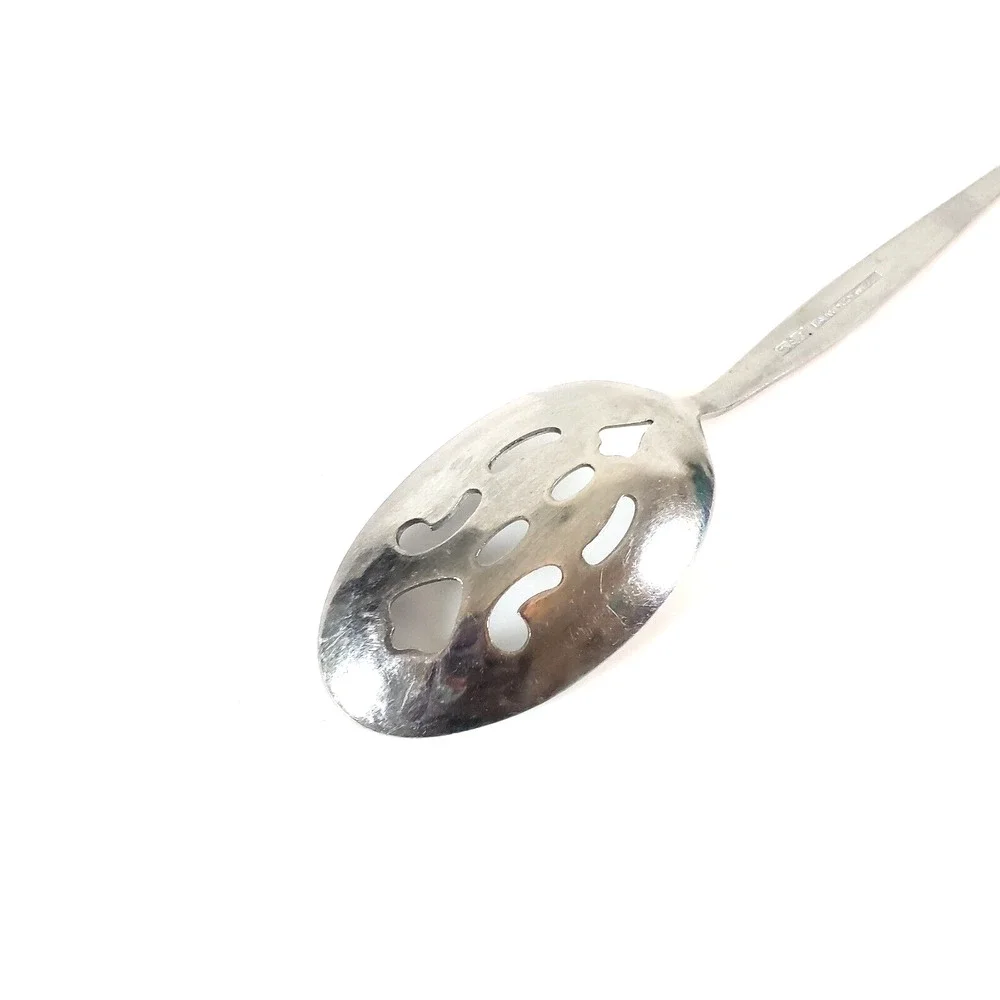 Vtg Japan National Silver Co Stainless Ice Tea Spoon Fleur Slotted Replacement